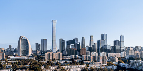 Fototapeta na wymiar High angle view of CBD buildings in Beijing city skyline, China 