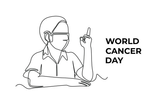 Single one line drawing spirit of boys to fight cancer. World cancer day concept. Continuous line draw design graphic vector illustration.