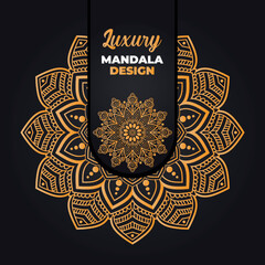Luxury ornamental and wedding mandala design and islamic background in golden color