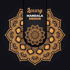 Luxury ornamental and wedding mandala design and islamic background in golden color