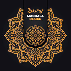 Luxury ornamental and wedding mandala design and islamic background in golden color