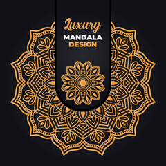 Luxury ornamental and wedding mandala design and islamic background in golden color