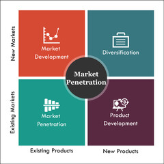 Market Penetration matrix with icons in an Infographic template