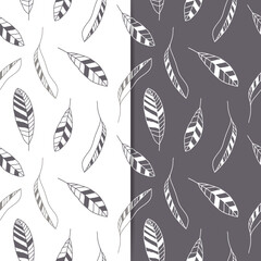 Fototapeta premium Seamless pattern monochrome colors with foliage abstract ornament. Perfect for wrapping paper, fabric, or wallpaper. Vector illustration.