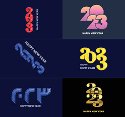 Fototapeta na wymiar Big Set of 2023 Happy New Year logo text design. 2023 number design template. Vector New Year Illustration
