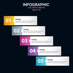 5 Steps Infographics design vector and marketing can be used for workflow layout. Vector illustration