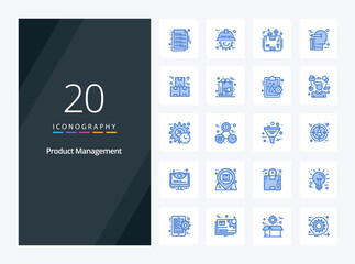 20 Product Management Blue Color icon for presentation. Vector icons illustration