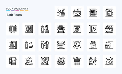 25 Bath Room Line icon pack. Vector icons illustration