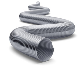 Flexible chimney flue liner duct pipe on white background - 3D illustration - obrazy, fototapety, plakaty