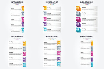 Vector illustration 5 Steps infographics. Flat design set for advertising brochure flyer and magazine. Pack of 2797