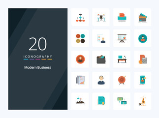 Fototapeta na wymiar 20 Modern Business Flat Color icon for presentation. Vector icons illustration