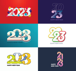 Fototapeta na wymiar Big Set of 2023 Happy New Year logo text design. 2023 number design template. Vector New Year Illustration