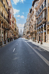 Fototapeta na wymiar Carrer de la Pau, one of the Main Street in Valencia, Spain