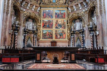 Front view of the Main Altarpiece Doors in the Cathedral of Valencia - Spain