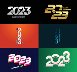 Big Collection of 2023 Happy New Year symbols. Cover of business diary for 2023 with wishes. Vector New Year Illustration