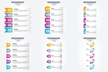 Vector illustration 5 Steps infographics. Flat design set for advertising brochure flyer and magazine. Pack of 2375