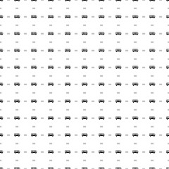 Square seamless background pattern from black bus symbols are different sizes and opacity. The pattern is evenly filled. Vector illustration on white background