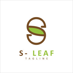 abstract monogram logo letter s with leaf, usable for business, nature brand, healthcare
