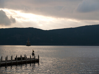Harbor scenery in Hakone, Japan