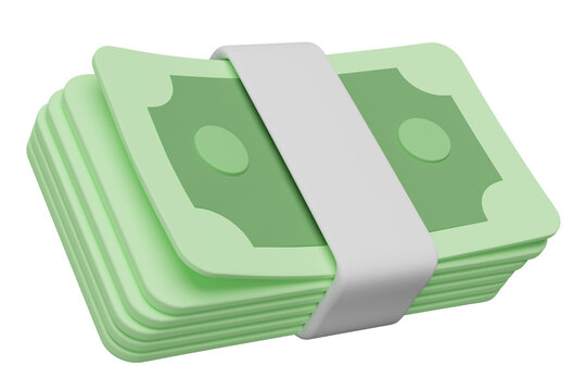 3d banknote stack icon isolated. economic movements or business finance concept, 3d render illustration