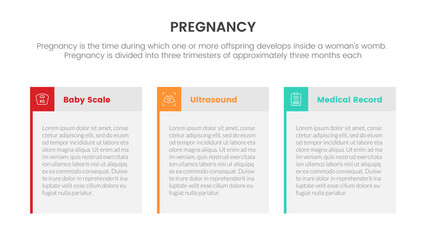 data information with table column for pregnant or pregnancy infographic concept for slide presentation with 3 point list
