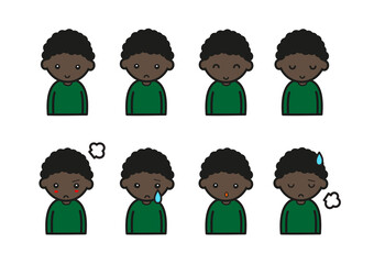 黒人男の子表情セット