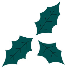 Holly berry leaf Christmas New Year ornate decoration plant element holiday greeting illustration