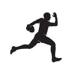 Fototapeta na wymiar Silhouette of a rugby player in action. Illustration of Male rugby athlete in movement with ball.