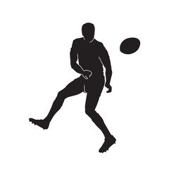 Fototapeta na wymiar Silhouette of a rugby player in action. Illustration of Male rugby athlete in movement with ball.