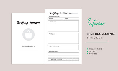 Thrifting journal log book kdp interior template