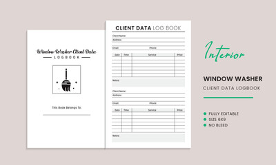 Window washer client data log book kdp interior template