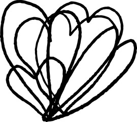 Doodle hand-drawn heart, black drawing element for valentine, vector illustration