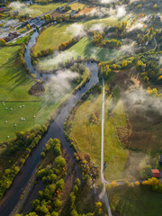 aerial view of the river