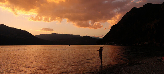 sunset over the lake