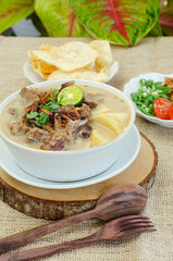 Indonesian Soto, Traditional Food with soup and meats.