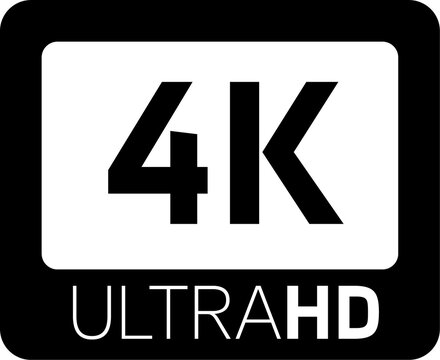 Video quality or resolution icons in 4K. Video screen technology.