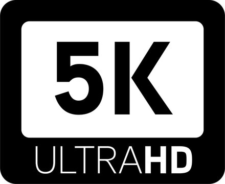 Video quality or resolution icons in 5k. Video screen technology.