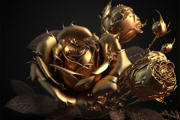 Gold roses Generative AI