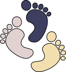 three foot prints Vector Illustration