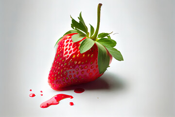 Rip strawberry on white