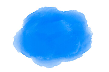 Spot of watercolor on paper is transparent blue