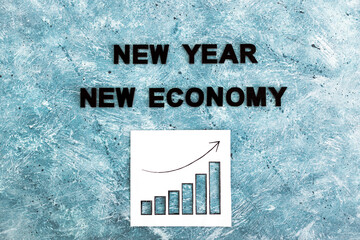 new year new economy text with graphs showing growth stats going up again