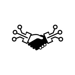 Digital handshake icon isolated on white background