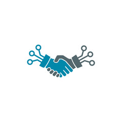 Digital handshake icon isolated on white background