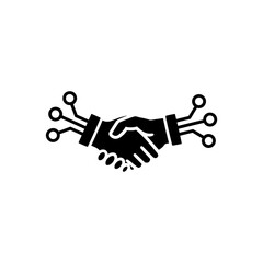 Digital handshake icon isolated on white background