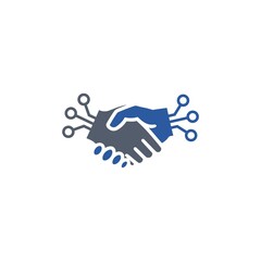 Digital handshake icon isolated on white background