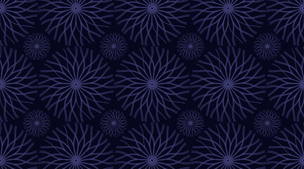 Premium background design with dark blue flowers pattern. Vector circles template for digital lux business banner, formal invitation, luxury voucher, prestigious gift certificate