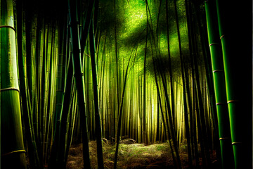 Generative AI render of a bamboo forest