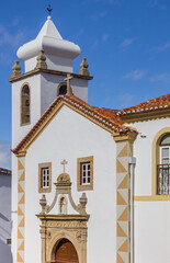 Tower of the Espirito Santo church in historic village Marvao, Portugal