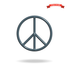 3d Peace sign vector icon, realistic glossy plastic symbol.